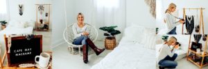 personal branding of a macrame artist in a white boho studio