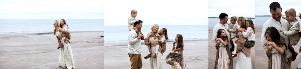 Family of five on the beach in Florida